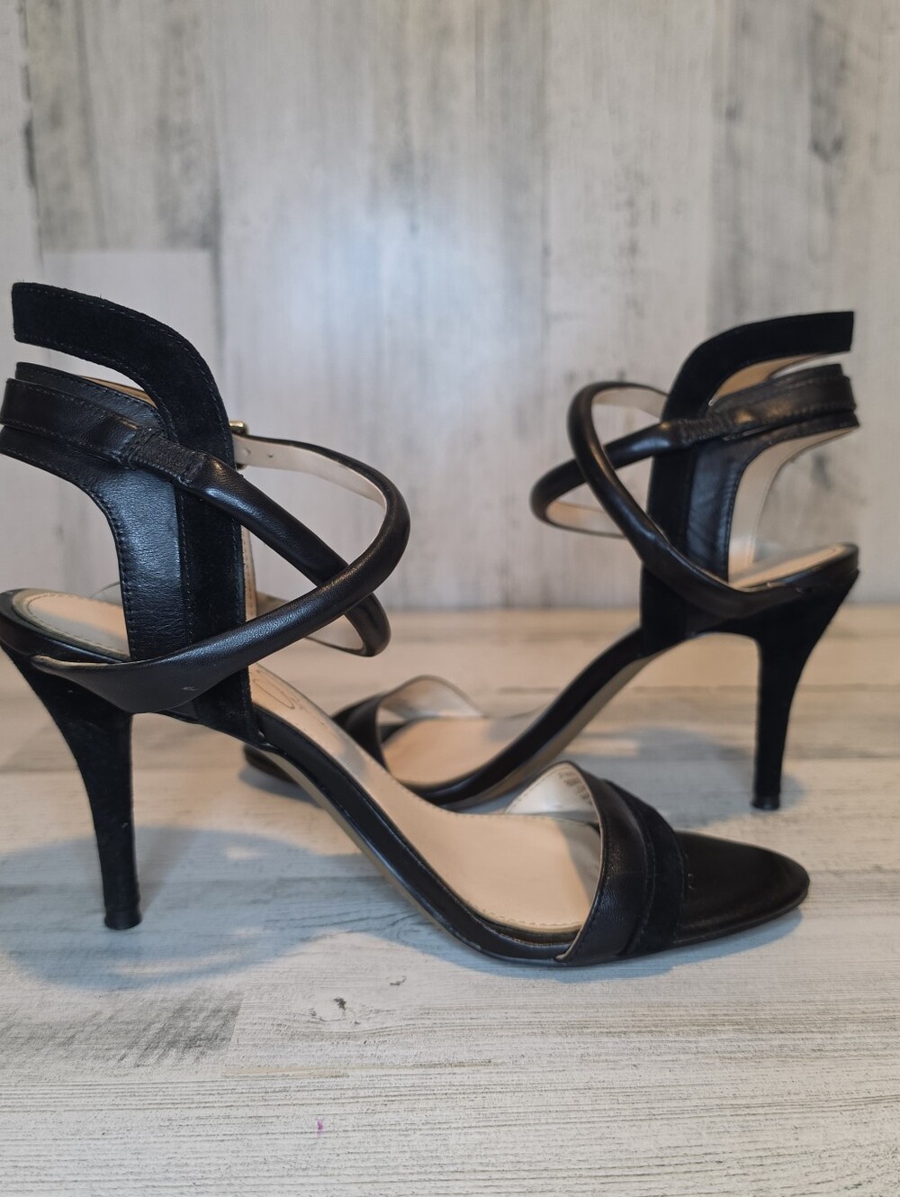 Jessica Simpson Women’s 8M Black Strappy Stiletto Heels Sandals Ankle Strap